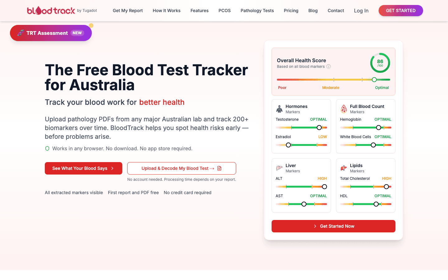 BloodTrack website
